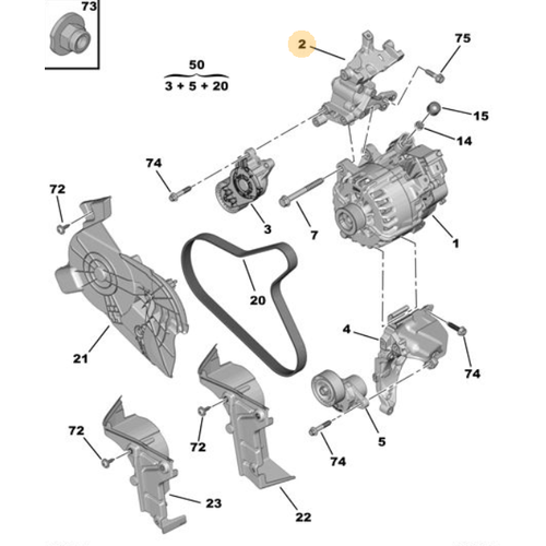 Orijinal Alternatr Mesnedi 3008 P84E    9804333880