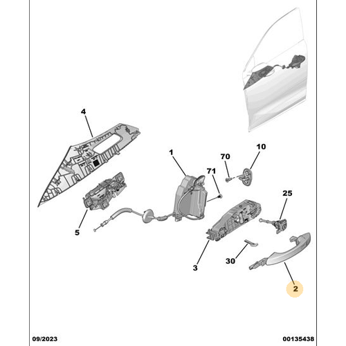 Orijinal Kap� Kolu - Sol - 308 P5 408 5008 P74 GT   984042321T