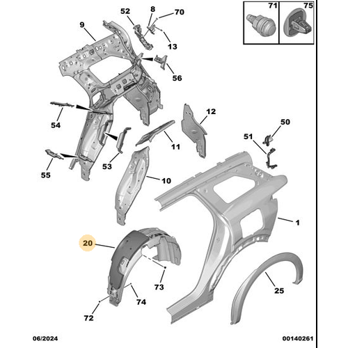 Orijinal Arka Davlumbaz - Sol  Peugeot - 5008 P74 GT   9859628480