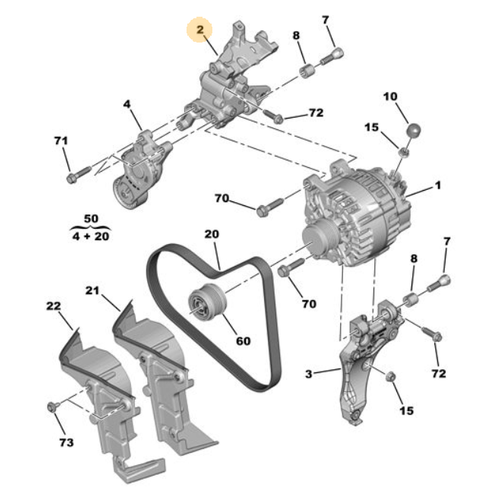 ORIJINAL ALTERNATR MESNED 308 T9    9804121180