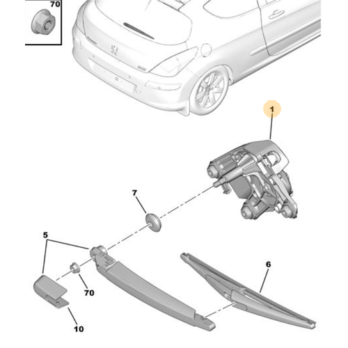 Orijinal Arka Cam Silecek Motoru 308 T7  3008 T84  6405JQ