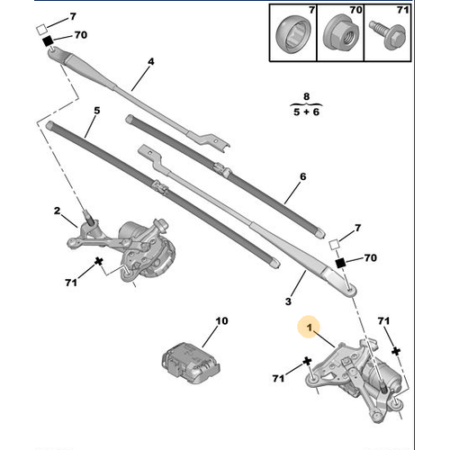 Orijinal n Cam Silecek Motoru   Sol 3008 T84   6405PZ