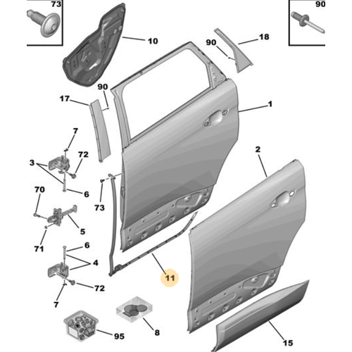 Orijinal 5008 Arka Kap Fitili  Sa P87E  9813709580