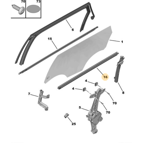 Orijinal 5008 Arka Kap� Cam� �� Yatay Fitili Sol P87E 9813660480