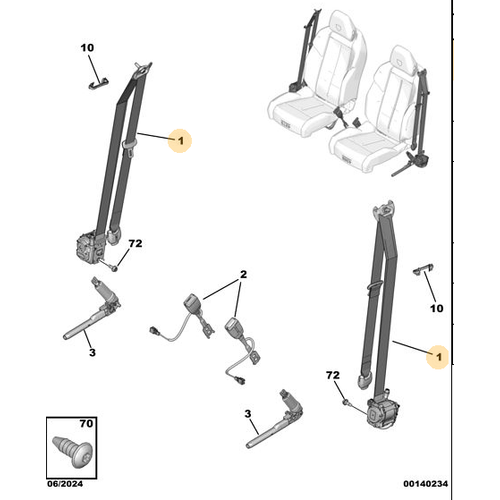 Orijinal �n Emniyet Kemeri Mekanizmas� - Sa�   Peugeot - 5008 P74 GT 98534265XX