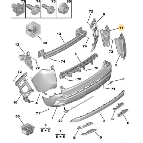 Orijinal 3008 Arka Tampon Mesnedi Sa  P84E    9810591480