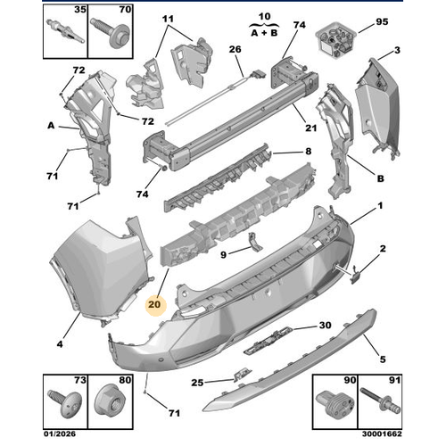 Orijinal Arka Tampon Darbe Emici  3008 P64 GT 9849471480