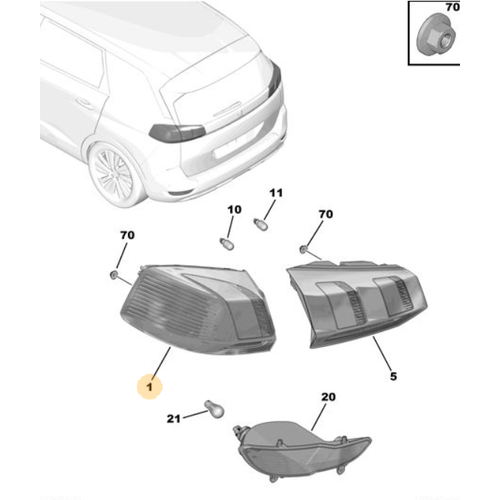 Orijinal 5008 Arka Stop Sa P87E   9811028180