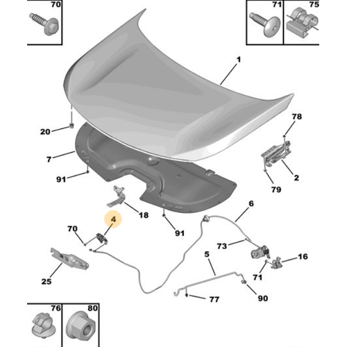 Orijinal 5008 Kaput Kilidi P87E  9676343880