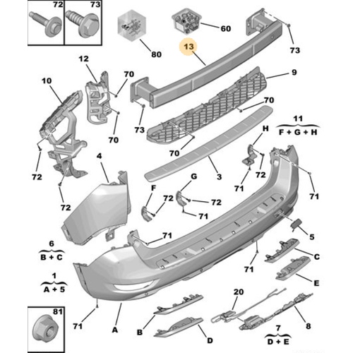 Orijinal 5008 Arka Panel  Darbe Emici P87E   9816539580