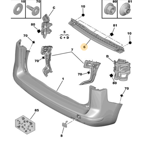 Orijinal 5008 Arka Tampon Mesnedi T87  7416R9