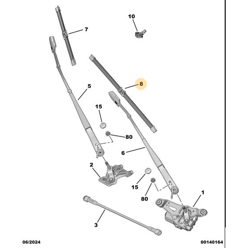 Orijinal Sol �n Silecek  5008 P74 GT / 3008-P64    9844662280
