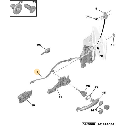 Orijinal 207 n Kap Kilidi Sol     9135V9