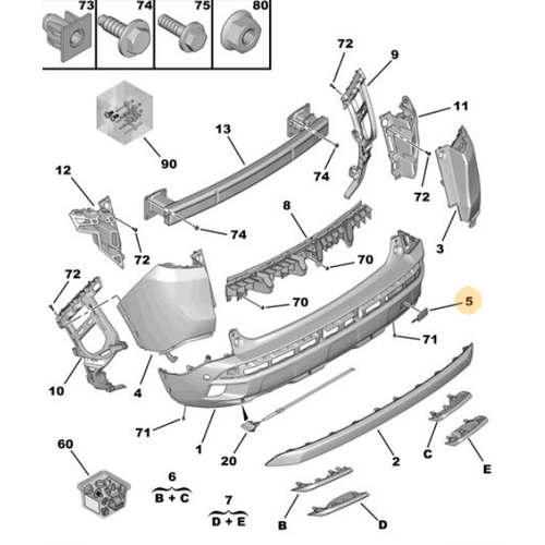 Orijinal 3008 Arka Tampon eki Demiri Kapa P84E   1618040980