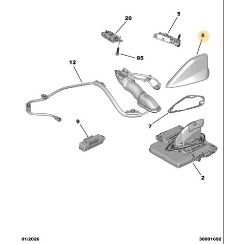 Orijinal Anten Giydirmesi 308 P5 408 2008 P24E  5008 P74 GT  984353351T
