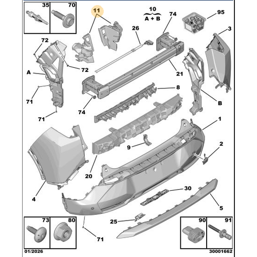 Orijinal Arka Tampon Yan Sabitleme Tak�m�  3008 P64 GT  1693176380