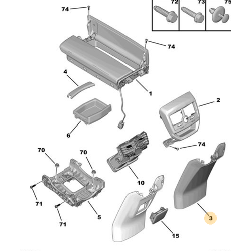 Orijinal  Orta Konsol n Yz 3008 P84E 5008 P87E  98099901ZD