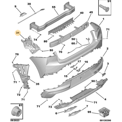 Orijinal DS4 Arka Tampon Braketi Sol   9830978280