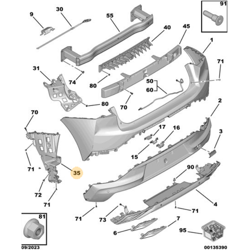 Orijinal DS4 Arka Tampon Braketi Sol    9832003380