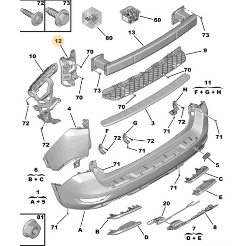 Orijinal 5008 Arka Tampon Mesnedi Sa P87E   9829975480