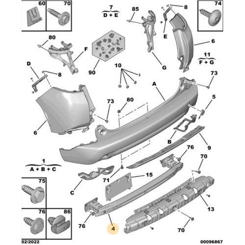 Orijinal 2008 Arka Tampon skeleti A94F   9808616680