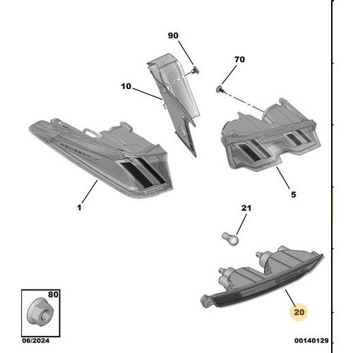 Orijinal Sol Arka Sis Lambas� 5008 P74 GT / 3008 P64   9841794980