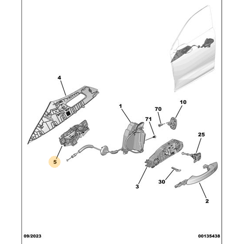 Orijinal Sol Kap� A�ma Kolu  Peugeot - 5008 P74 GT   98201553DX