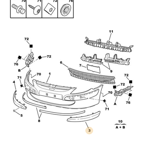 ORIJINAL PEUGEOT 307 �N SA� TAMPON BANDI 7452P5