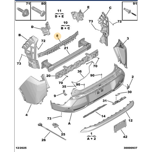 Orijinal Arka Tampon Ta��y�c� Braket   Peugeot - 5008 P74 GT   9839894780