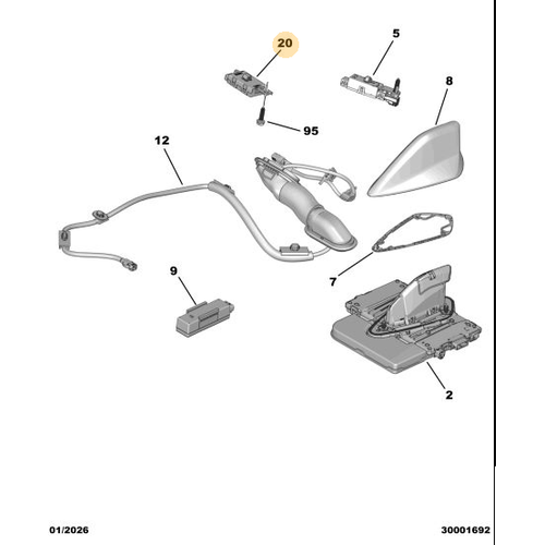 Orijinal Anten Sinyal G��lendirici    Peugeot - 5008 P74 GT 9843704880