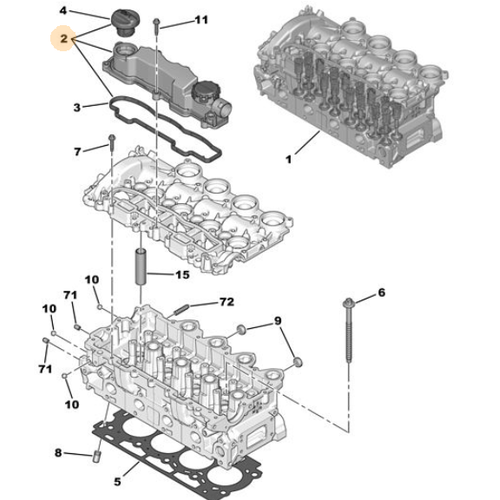 ORIJINAL 1.6 HDI KULBUTOR KAPAK  / SUBAP UST KAPAK (DV6)   0248L1