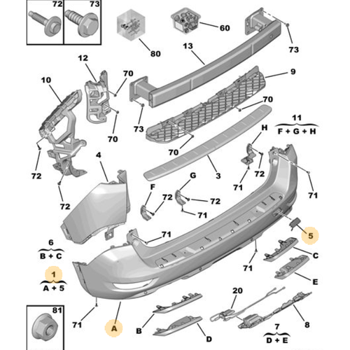 Orijinal 5008 Arka Tampon P87E  1619231480