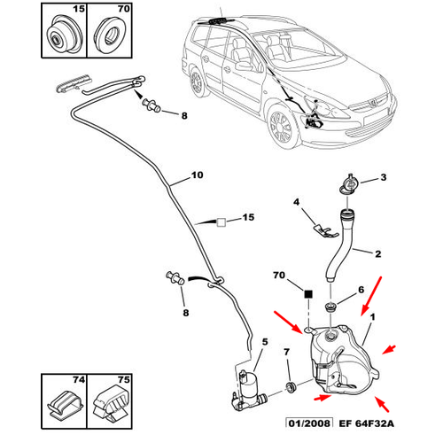 ORIJINAL 307 Cam Suyu Deposu   6431C1
