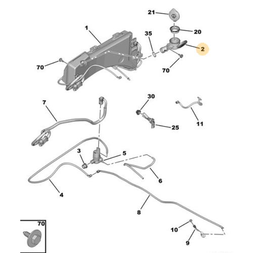 Orijinal  Cam Ykama Suyu Bidonu Doldurma Hortumu 3008 P84E  5008 P87E  9810820080