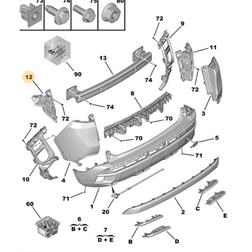 Orijinal 3008 Arka Tampon Mesnet Sol P84E   9810591580