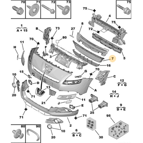 Orijinal 5008 n Panel Izgaras T87 7422E1