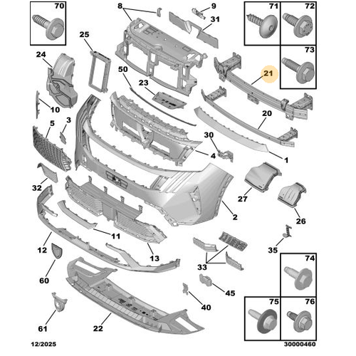 Orijinal �n Tampon Demiri  (5008 P74 GT / 3008-P64)   9838032880