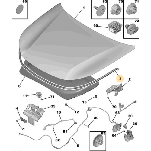 Orijinal Motor Kaput Ara Fitili   308 P5  408  9835340380