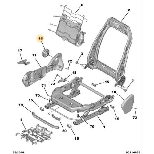 Orijinal  Koltuk Srtlk Eim Kolu  C5 C84 508 R8    9816103580