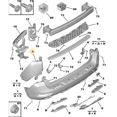 Orijinal 5008 Arka Tampon Eki Sa  P87E  1619231680