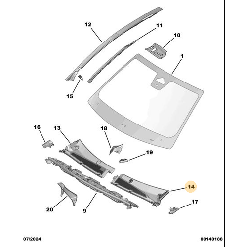 Orijinal �n Cam Alt Izgaras� - Sa�   Peugeot - 5008 P74 GT    9839749580