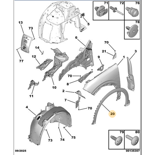 Orijinal �n �amurluk Sol ��ta   Peugeot - 5008 P74 GT   98397907XT