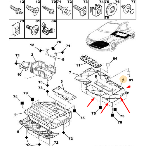 OR�J�NAL 307 Motor Alt� Hava Deflekt�r� - Sol 7013L7