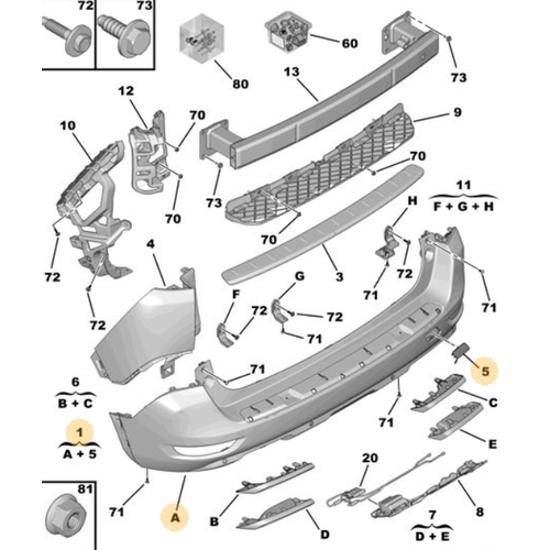 Orijinal Arka Tampon 5008 P87E  1636404380