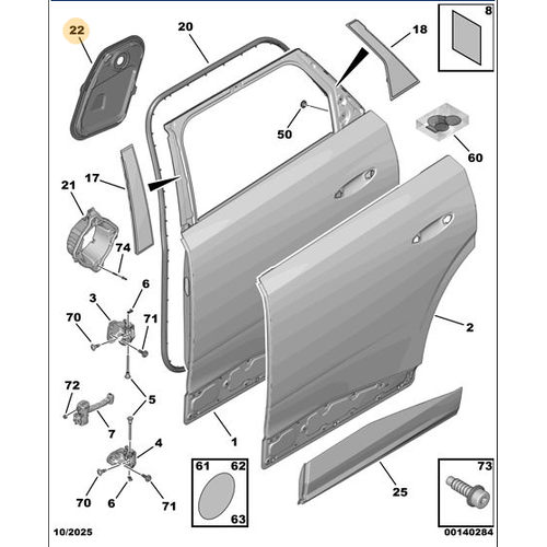 Orijinal Sol Arka �zolasyon Paneli   Peugeot - 5008 P74 GT  9841054180