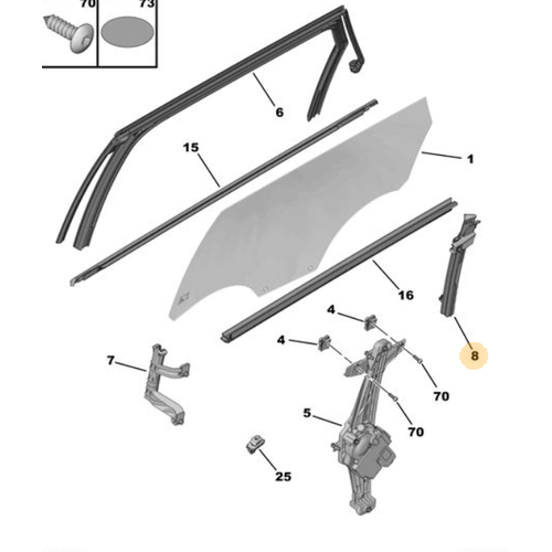 Orijinal 5008 Arka Kap� Cam� K�za�� Sa� P87E   9813074380