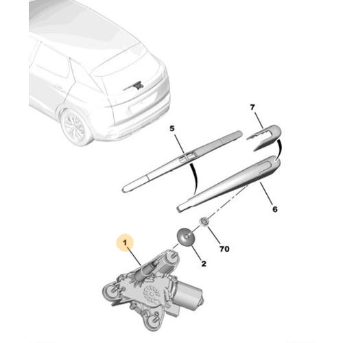 Orijinal  Arka Cam Silecek Motoru 3008 P84E 5008 P87E 9811259980