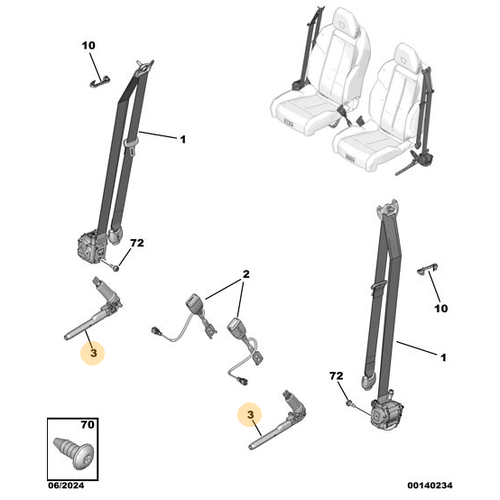 Orijinal Emniyet Kemeri Gergi Fi�i - Sa�  Peugeot - 5008 P74 GT  9844477080