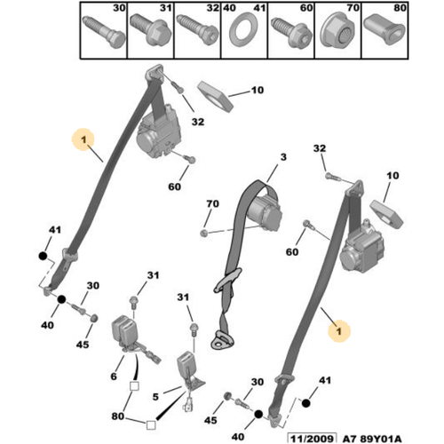 Orijinal 207 Arka Emniyet Kemeri Makaras Sol    8975Z7