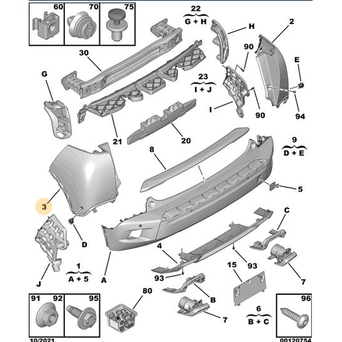 Orijinal 2008 Arka Tampon apraz  Sol P24E  982729811T